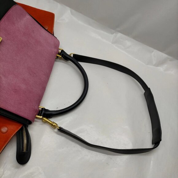 Authentic CELINE Trapeze pony hair Pink Calf Leather Hand Bag mn715-112525 - Picture 7 of 16
